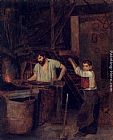 Francois Bonvin The Blacksmith's Shop painting